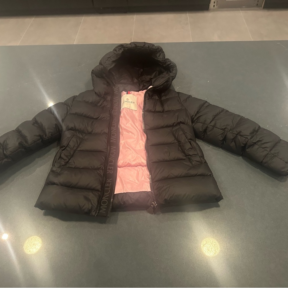 Moncler Kids Black and Pink Puffer Jacket